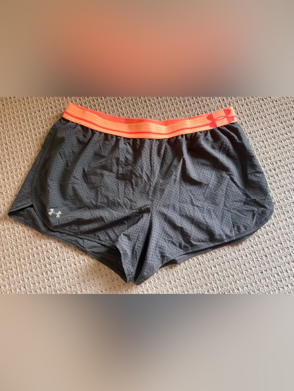 Under Armour Women's Black Athletic Shorts with Coral Elastic Waistband